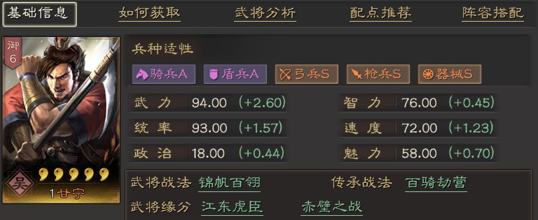 三国志战略版甘宁搭配什么武将