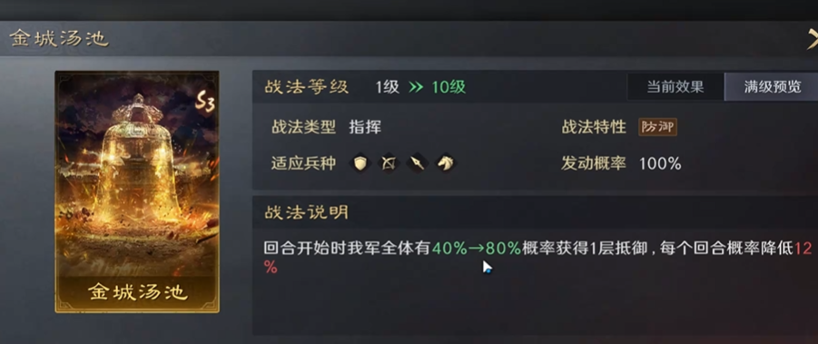 三国志战略版金城汤池什么用